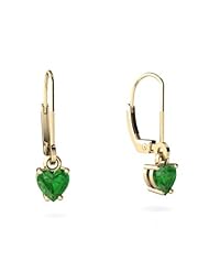 Genuine Emerald 14kt Yellow Gold Lever Back Earrings