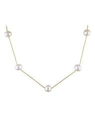 14K Yellow Gold, Pearl Necklace, 17"