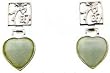 Sterling Silver Genuine Green Jade Heart Earrings