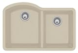 Swanstone QUDB-3322.076 32-Inch by 21-Inch Undermount Double Bowl Kitchen Sink, Granito