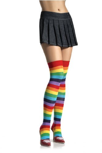 Sexy Lycra Acrylic Rainbow Thigh High Lingerie Leg Avenue by Fenvy One Size, Multicolor