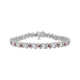 Diamond and Ruby Bracelet : 14K White Gold - 3.00 CT TGW by FineJewelryVault