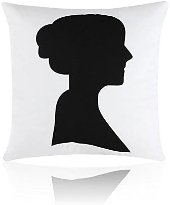 MARY ST 18x18 Inch Cotton Decorative Throw Pillow Cover Cushion Case, Black and White Elegant Woman Silhouette
