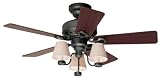 Hunter Fans 20458 44" Alcove II Designer Indoor Iron Ceiling Fan w/ Light & Blades
