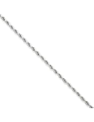 1.5mm, 14 Karat White Gold, Diamond-Cut Rope Chain - 10 inch