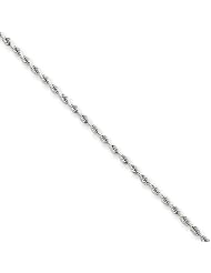1.5mm, 14 Karat White Gold, Diamond-Cut Rope Chain - 16 inch