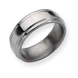 Titanium Grooved Edge 8mm Polished Band Ring