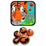Mega Marbles - BENGAL TIGER MARBLES NET (1 Shooter Marble, 24 Player Marbles & 2 Display Rings)