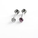 3 Pack-16G Steel Labret/Monroe:2 Jeweled Prong Set Internal Thread-Clear-Pink-1 Retainer-Gift Box