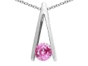 0.60 cttw Genuine Round Lab Created Pink Sapphire Pendant - 14kt White Gold