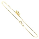 18 KT Gold Layered Heart Moon Star 3mm Charm 1mm Bead Chain Anklet 10 inch Long with Spring Ring Clasp