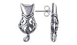 Sterling Silver Filigree Cat Stud Earrings