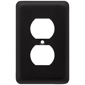 Liberty Hardware 64117 Stamped Round Single Duplex Wall Plate, Flat Black