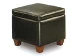 Black Bycast-like Vinyl Storage Ottoman Cube/Footstool - 18