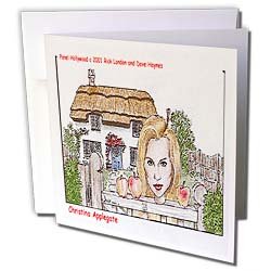 Londons Times Funny Panel Hollywood Cartoons - Christina Apple-Gate - Greeting Cards-12 Greeting Cards with envelopes
