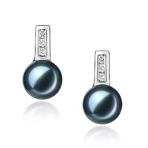 PearlsOnly Alina schwarz 7-8mm AA Japanischer Akoya Platin 750 Perle Ohrringe