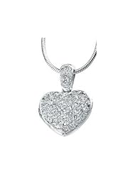 Genuine Ibiza Sterling Silver Cubic Zirconia Heart Locket Ne Necklace Grams 12.4.100% Satisfaction Guaranteed.