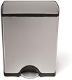 simplehuman Rectangular Step Trash Can, Stainless Steel, 50 L / 13.2 Gal
