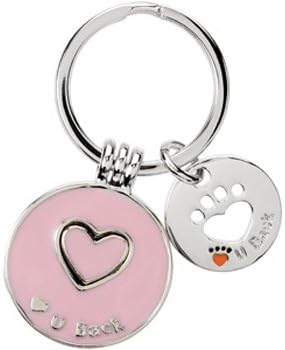 Heart U Back Sterling Silver Pink Companion Key Ring