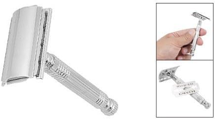 Xhan Silver Tone Double Edge Blade Razor Shaver w Nonslip Metal Handle