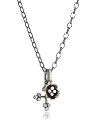 Erica Molinari "Renaissance" Sterling Silver Flower and Diamond Cross Charm Necklace