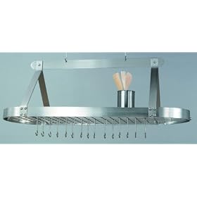 Old Dutch 48-by-18-Inch Oval Pot Rack with 16 Hooks, Satin Nickel