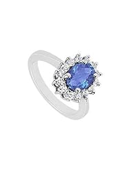 Sapphire and Diamond Ring 14K White Gold - 1.50 CT TGW