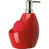 Umbra Joey Ceramic Soap Pump and Scrubby Holder Combo, Red