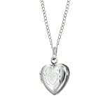Sterling Silver Childs Engraved Heart Locket Pendant, 13"