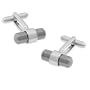 Men's Banded Cylinder Cufflink by Enrico Pardini in Silver Rhodium