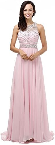 Artie Gorgeous A-line Floor Length Chiffon Prom Dresses Evening Dresses, 2, Blushing pink