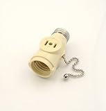 Leviton 1406-I 660 Watt, 125 Volt, Two Outlet With Pull Chain Socket Adapter, Ivory