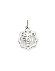 16mm Registered Nurse Disk Charm in 14 Karat White Gold