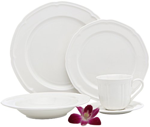 Melange French Classic Premium Porcelain 5-Piece Place Setting, Ivory, Serving for 1 On Sale