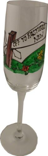 Customized Pastures New Gift Single Champagne Flute 25 EXTRA CHARACTERS EXTRA