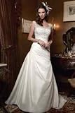 White Satin Wedding Gown with Lace Straps