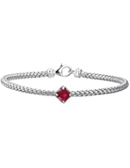 Sterling Silver Created Ruby Bracelet
