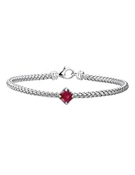 Sterling Silver Created Ruby Bracelet