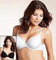 2pk Underwired Cotton Diamond Texture Lightweight Padded Bra