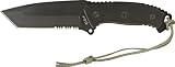 Tekut Knives 5025 Part Serrated Ares Fixed Blade Knife with Black G-10 Onlay Handles