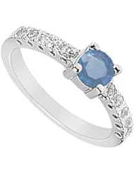 Sapphire and Diamond Ring 14K White Gold - 0.75 CT TGW