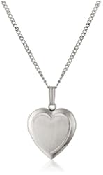 Sterling Silver Satin-Finish Engraved Heart Locket, 18"