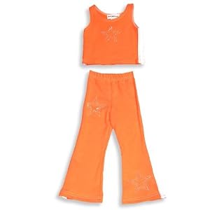 NY Girls.com - Toddler Girls 2-Piece Pant Set, Orange, White