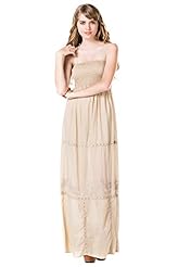 Shirred Spring Summer Cotton Sleeveless Maxi Dress 