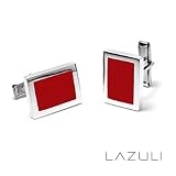 Sterling Silver and Resin Contemporary Red Signet Cufflinks