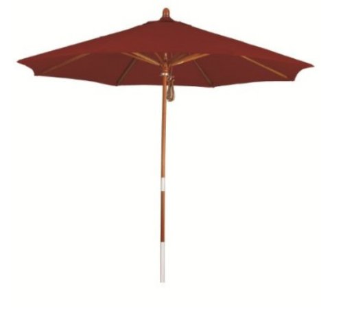 California Umbrella MARE908-5440 9-Feet Sunbrella Fabric Pulley Open Wood Market Umbrella, Terracotta