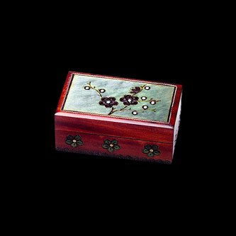 Blooming Plum Tree Polish Jewelry Keepsake Box Handmade with Linden Wood