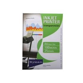 Ryman OHP Transparency Film A4 Mono 100 Micron 25 Sheets - Color: Clear