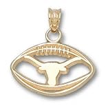 Texas Longhorns Solid 14K Gold Longhorn Pierced Football Pendant