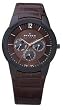 Skagen #856XLDRD Men's Brown Multi Function 3 Dial Display Casual Slim Watch